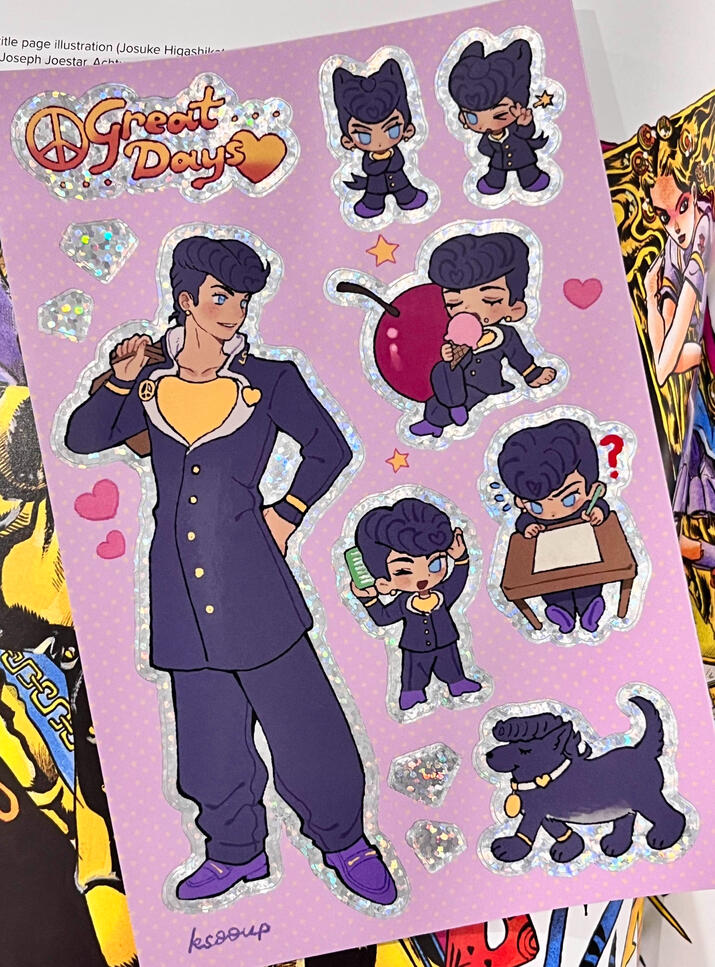 Josuke Higashikata Glitter Sticker Sheet (MOCKUP)